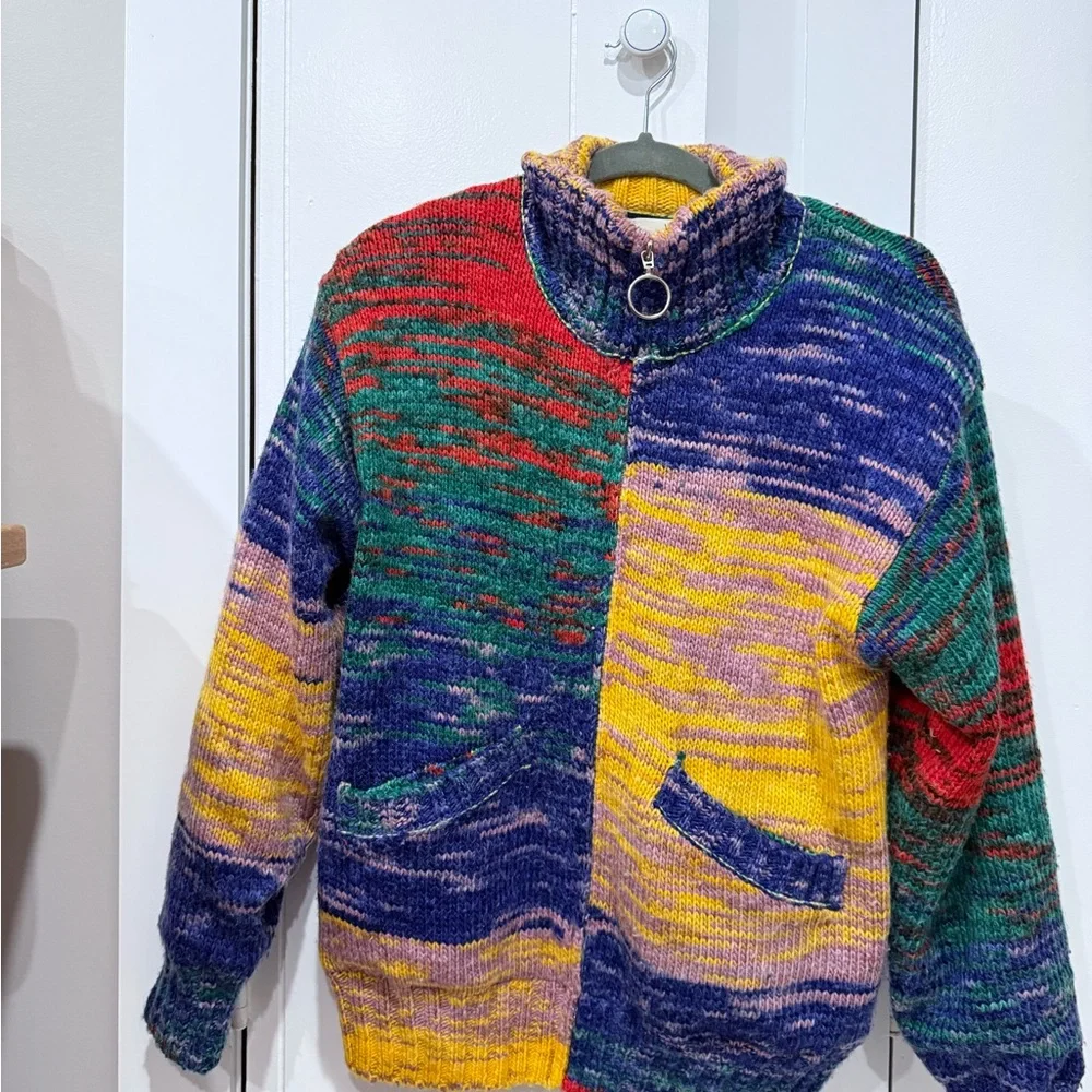 Urban Outfitters Colorful Zip-Front Sweater Jacket - Picture 3 of 11